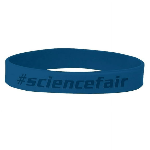 Set of 100 Wristbands - #sciencefair (Blue)