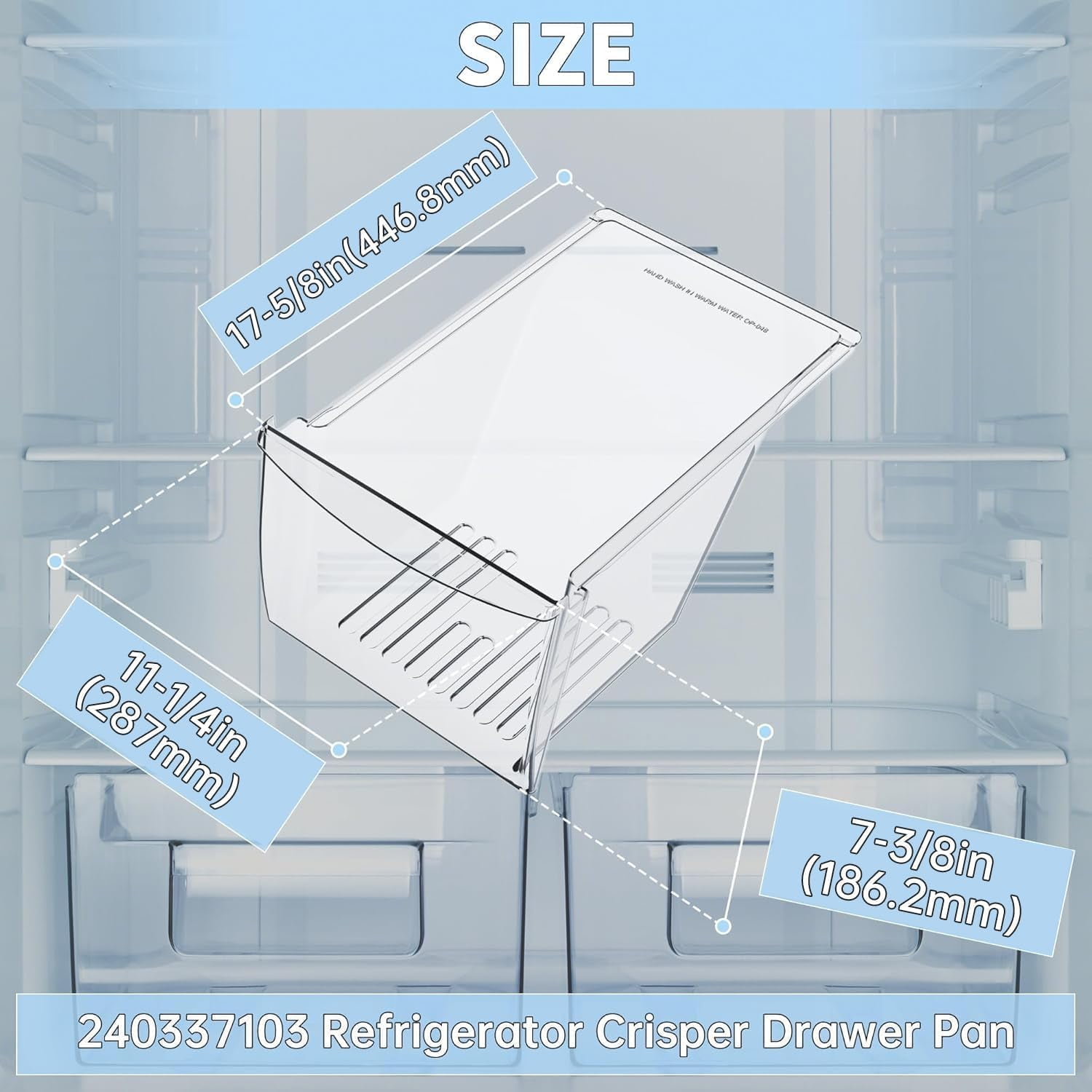 2 Pack 240337103 Refrigerator Crisper Drawer Compatible with Kenmore Frigidaire Fridge Drawer Refrigerator Pan Shelf 240337102 240337105 240337107 240337108 240337109 Replacement Only