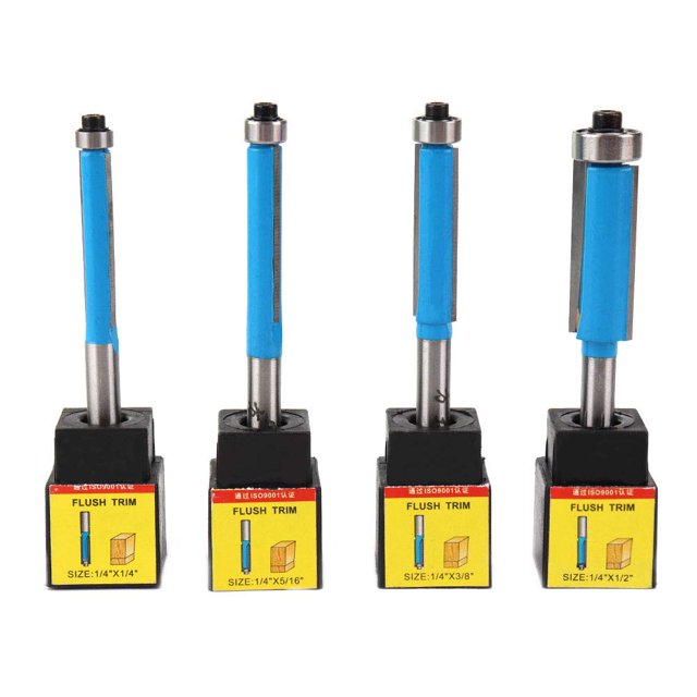 4Pcs Flush Trim Router Bit Set with 1/4'' Shank Panel Top & Bottom Bearing for Woodworking Carpenter Cutter for Home Improvement and DIY,Include 1/4'' 5/16'' 3/8'' 1/2''