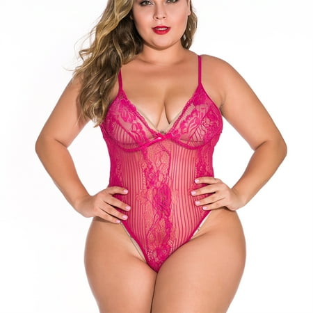 

Women Sexy Lingerie Set with Garter Belt Lace Bodysuit with Panty XXL