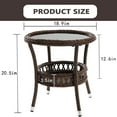 thumbnail image 2 of Patio Novagarden Outdoor Classic Simple Assembly PE Rattan and Tempered Glass Round End Table, Brown, 2 of 7