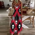 thumbnail image 4 of Skull Pattern Argyle Background Sleeveless Dress Loose Women's Dress Dresses Luxury Evening Dresses, 4 of 9