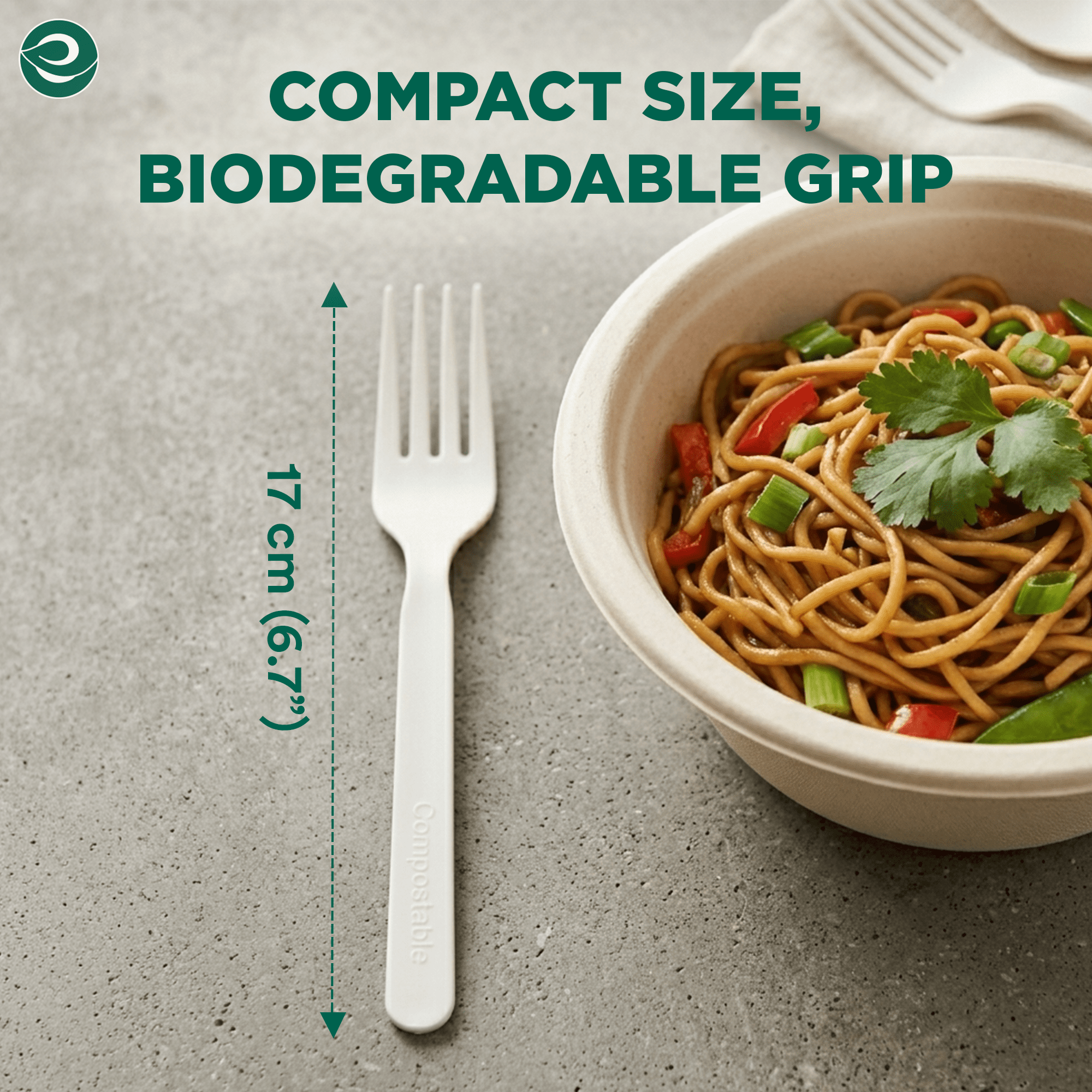 EcoSoul Compostable Forks, 24 Count, Plant-Based Disposable Forks for Parties, Picnics, Catering and Everyday Dining