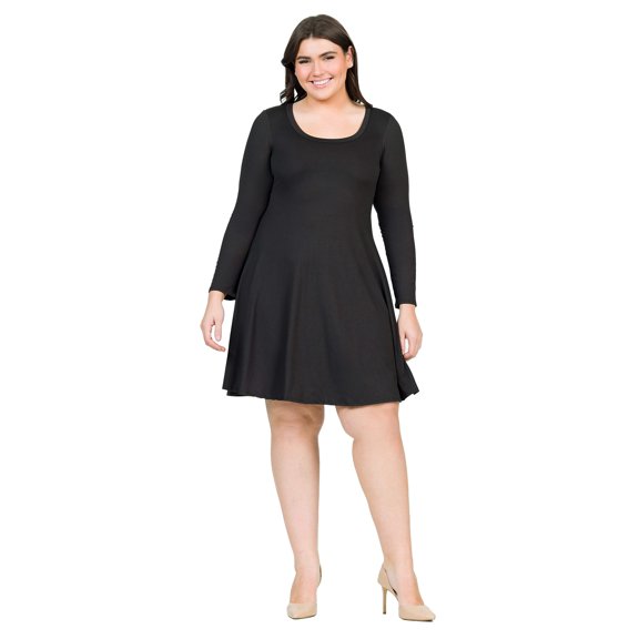 Plus Size Long Sleeve Mini Skater Dress