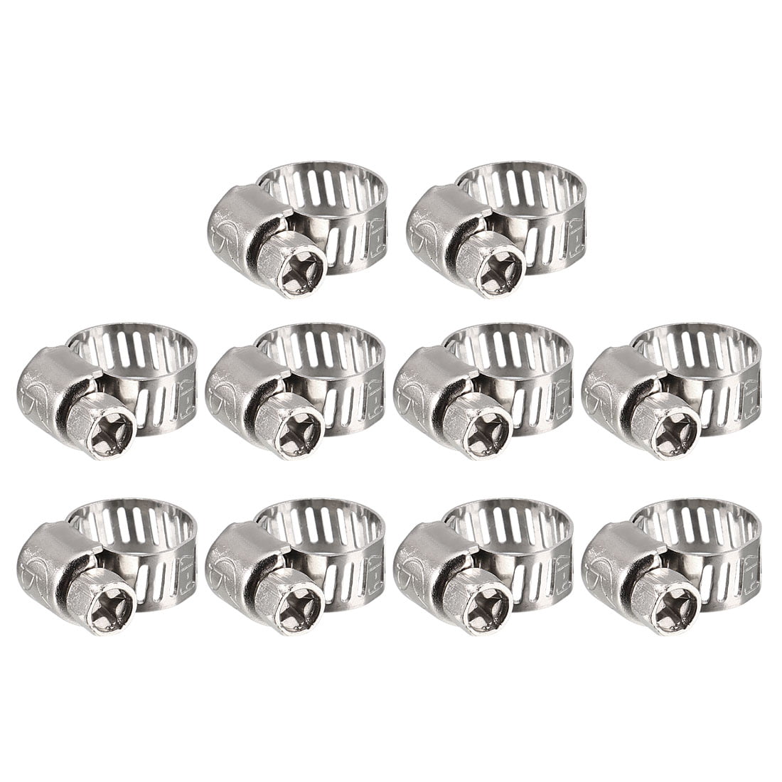 Houseuse 20 Pcs 6-12mm Hole Dia Metal Adjustable Cable Tight Worm Gear Hose Clamp 