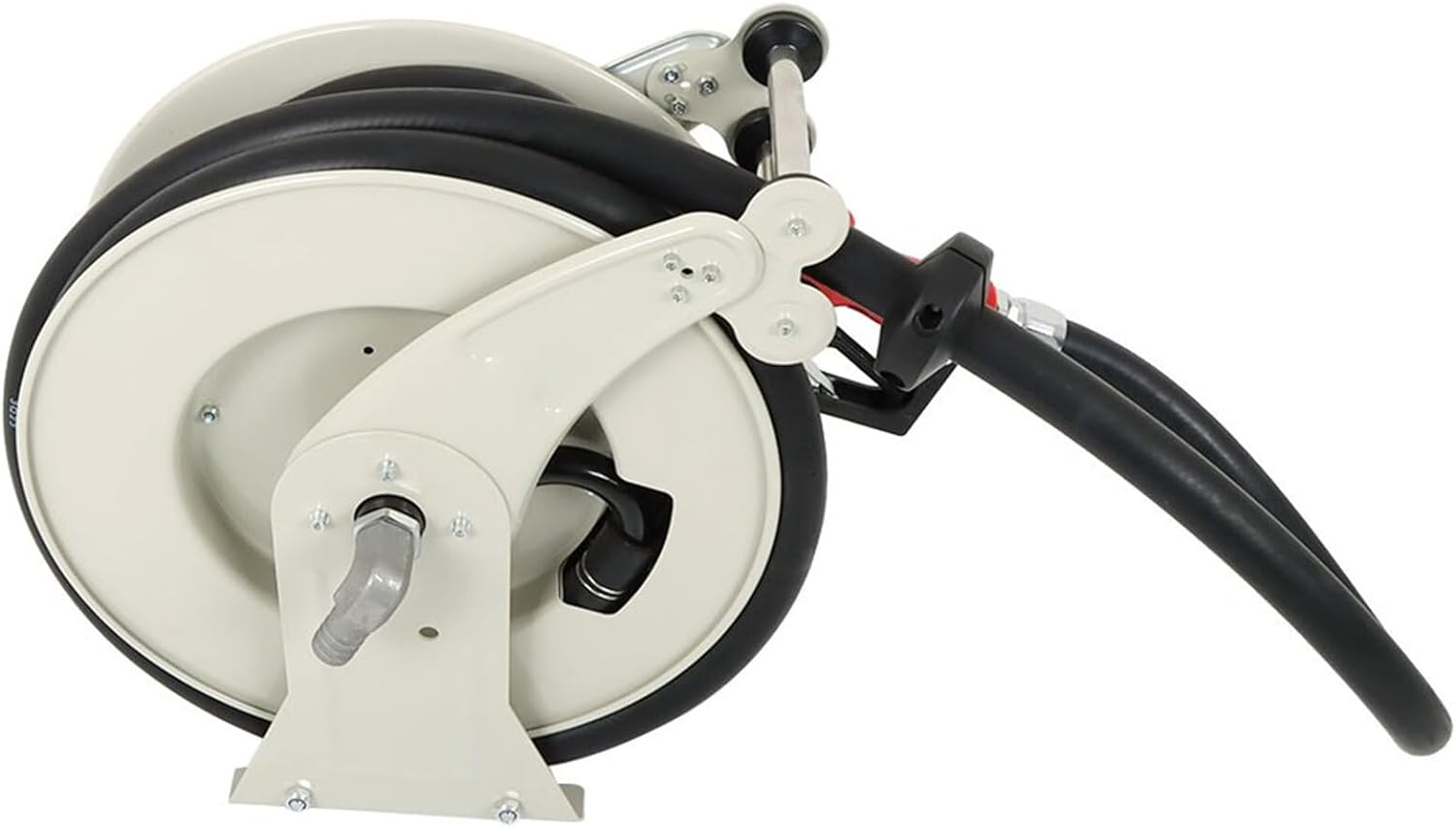 munirater 1 Inch x 33 Ft Diesel Fuel Hose Reel with Fuel Nozzle Heavy Duty Steel Retractable Hose Reel