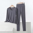 thumbnail image 2 of Feancey Women's Plus Size Pajamas Sets Loose V Neck Long Sleeve Sleepwear Matching Pjs Set Soft 2 Pieces Lounge Sets Comfy Casual Nightwear Gray 5XL, 2 of 6