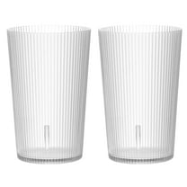 Uxcell Clear Plastic Reusable Drinking Glasses, 9.5oz Ribbed Drinking Glasses Set Plastic Water Cup Unbreakable Stackable for Beer Cocktail Water Juice Whiskey(Transparent, 2Pcs)