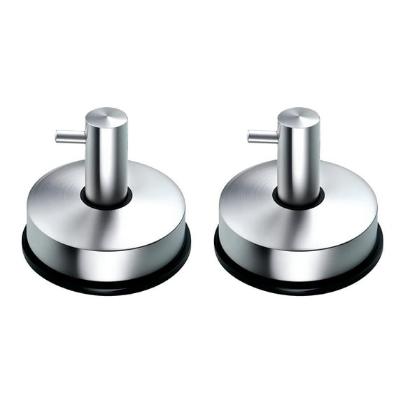 No Drill Shower Hooks, Silver Stainless Steel Suction Cup Hooks, Stainless Steel Suction Cup Hooks, 2-Pack, Holds 11Lbs, No Drill, for Towels, Wreaths, Kitchen & Bathroom