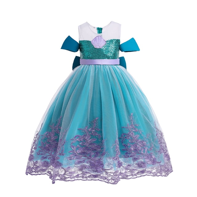 Vestido de sirena de verano, vestido de niña, vestido de princesa, vestido de actuación de Halloween para niños