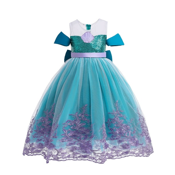 Vestido de sirena de verano para Halloween, vestido para niñas, vestido de princesa, vestido de actuación para niños