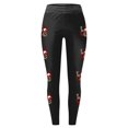 thumbnail image 4 of Women Valentine's Day Leggings Casual Solid with Side Love Print Trousers Slim Elastic High Wais Stretch Long Boot Pants A-Black L, 4 of 5
