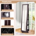 thumbnail image 6 of Costway 360° Rotatable Jewelry Cabinet Armoire 2-in-1 Lockable Mirrored Dark Brown, 6 of 9