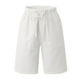 thumbnail image 4 of Miluxas Men's Casual Loose High Waist Drawstring Elastic Waist Solid Shorts with Pockets Clearance White XL(XL), 4 of 9