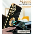 thumbnail image 4 of LeYi for Galaxy A36 5G Phone Case: A36 Phone Case with 2pcs Tempered Glass Screen Protector and 360° Rotatable Magnetic Stand, Rose Gold Plated Edge Funda para Samsung A36 5G Case，Black, 4 of 8