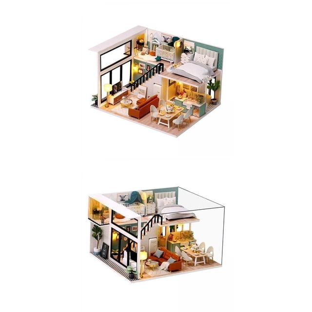 2 Piezas, Luces LED, Los Mejores Regalos de Navidad para Niñas, Decoración para hogar Hugo casa en miniatura de bricolaje