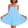 thumbnail image 2 of Tqcoqu Women's Summer Dress Sundresses Sleeveless Ruffle Swing Trendy Casual Flowy Vacation Mini Dress,Light Blue,Women's S-XXXL, 2 of 9