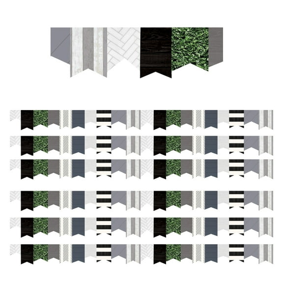 Teacher Created Resources Modern Farmhouse Pennants Die-Cut Border Trim, 35 Feet, 6 Packs