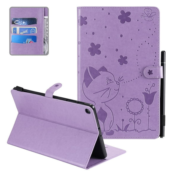 Allytech Galaxy Tab A 10.1 2019 Case T510 T515, PU Leather Folio Flip Cover Stand Feature Cards Pencil Holder Shockproof Protection TPU Case Cover for Samsung Galaxy Tab A 10.1" 2019,Purple
