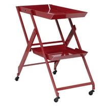 Furniture of America Perth Modern Metal 2-Shelf Serving Cart, Red