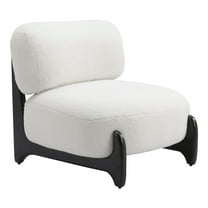 Zuo Modern Bombo Accent Chair, White Sherpa Fabric, Plush Plywood Frame, Indoor Living
