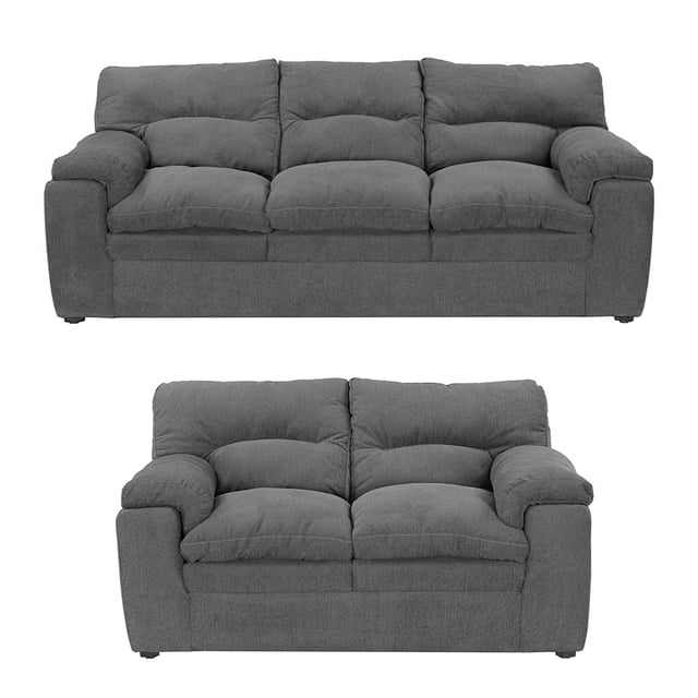 Sala 3-2 Cosmo 2 Piezas ( Sofá, Love Seat ) Gris Carbón para Sala