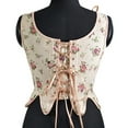 thumbnail image 5 of Odeerbi Corset Top for Women Shapewear Bodyshaper Tummy Control Waist Trainer Casual Erogenous Eyelet Lace-up Floral Print Fishbone Court Vintage Straps Pink, 5 of 9
