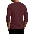 thumbnail image 4 of 3/4 Sleeve Shirt for Men Solid Color Crew Neck Baseball T-Shirts Casual Loose Fit Three Quarter Sleeve Tees Shirts Wine XXL, 4 of 6