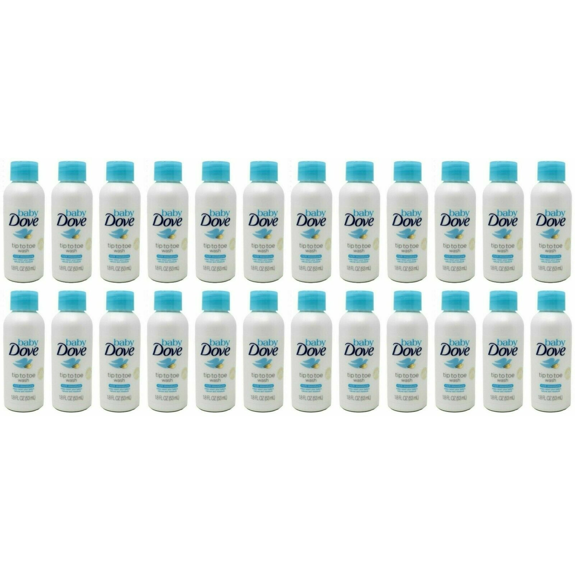 Baby Dove Tip to Toe Body Wash and Shampoo Rich Moisture, Travel Size 1.8 oz Sample BULK-24 Pack