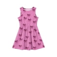 thumbnail image 3 of Ruyang Casual Dresses for Teen Girls Bow Print Crewneck A Line Swing Dresses Summer Beach Lightweight Sleeveless Sundress, 3 of 4