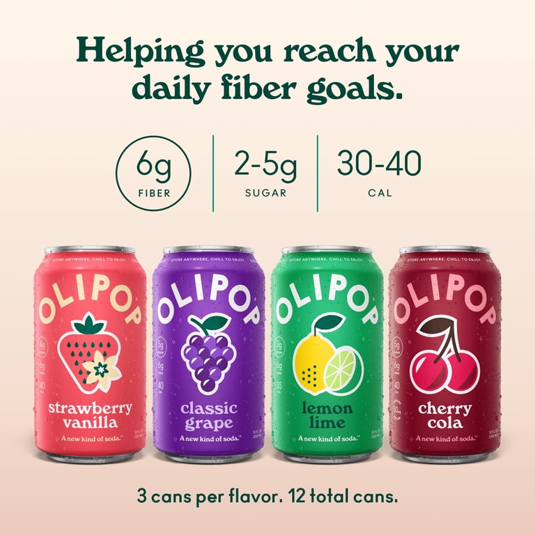 OLIPOP Fruity Fun Variety Pack Prebiotic Soda, 12 fl oz, 12 Pack photo 4