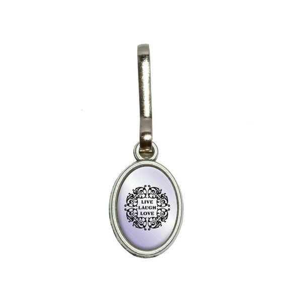 Live Laugh Love Purple Oval Zipper Pull