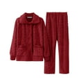 thumbnail image 4 of GERsome Fleece Pajama Set for Women Soft Plush Long Sleeve Flannel Warm Pjs Set, 4 of 5