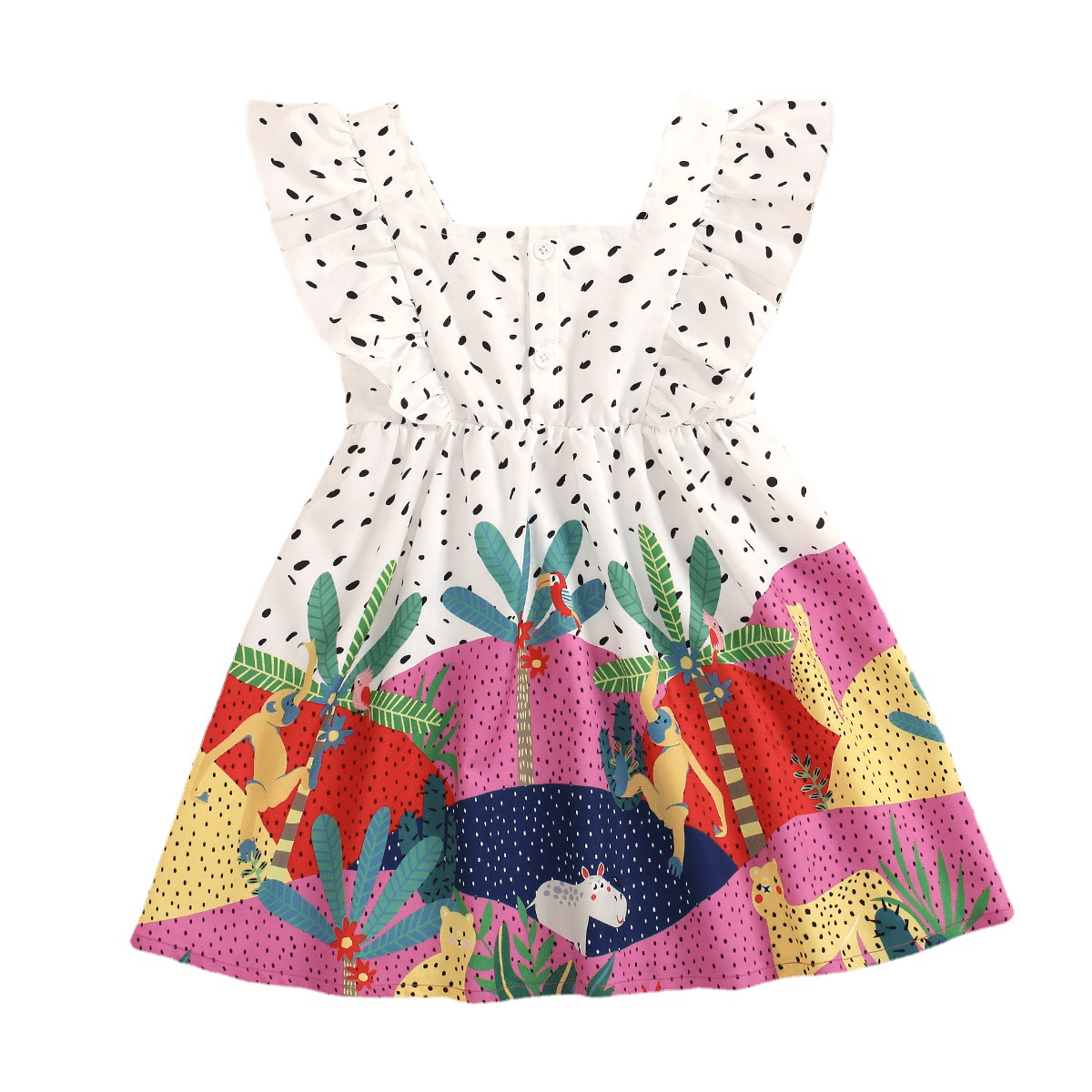 small fly sleeve child dress female irregular Fan Lou