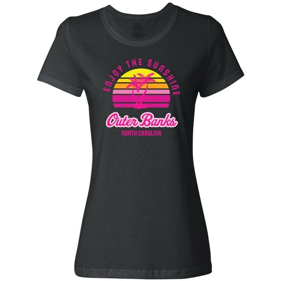 Inktastic Summer Enjoy the Sunshine Outer Banks North Carolina in Pink Women's T-Shirt