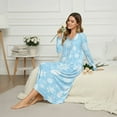 thumbnail image 3 of DISNIMO Women's Long Sleeve Nightgowns Christmas Snowflake Printed Full Length Sleepwear Long Soft Ladies Sleep Shirts Button Front Night Gowns, 4XL, 3 of 8
