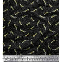 Soimoi Crepe Silk Fabric Circle & Lizard Reptile Printed Craft Fabric by The Yard 42 Inch Wide