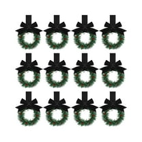 12 PCS Mini Wreaths for Cabinets Christmas Wreath Decorations, Christmas Kitchen Cabinet Wreaths with Berry & Red Velvet Bow Ribbon Mini Xmas Hanging Garlands for Window Door Home Decor