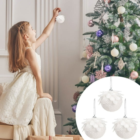 JLFNYA Mini Christmas Ornaments Clearance,Christmas Balls Ornament,Pack of 3 Christmas Glitter Foam Balls Christmas Tree Decoration Christmas Balls 8cm