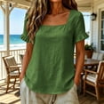 thumbnail image 4 of Tqcoqu Womens Summer Peplum Tops,Sqaure Neck Ruffle Sleeve Blouses Fit Flowy Shirts,Green Women's S-XXXL, 4 of 7