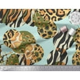 thumbnail image 2 of Soimoi Green Modal Satin Fabric Leopard & Wild Animal Skin Printed Craft Fabric by The Yard 42 Inch Wide, 2 of 3