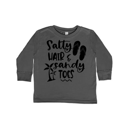 

Inktastic Spring Break Salty Hair and Sandy Toes with Sandals Gift Toddler Boy or Toddler Girl Long Sleeve T-Shirt