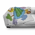 thumbnail image 3 of Zoo Soft Flannel Fleece Throw Blanket, World Continent Cartoon Animals Lion Giraffe Zebra Hippo, Cozy Plush for Indoor and Outdoor Use, 60" x 80", Multicolor, by Ambesonne, 3 of 6