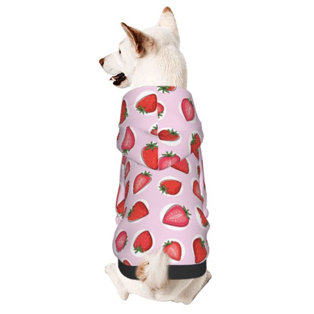 Balery Hand Drawn Strawberry Sudadera con Capucha para Perros Pequeños – Ropa para Mascotas, Disfraz para Perros y Gatos, Ideal para Fiestas y Cosplay-Small