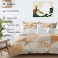thumbnail image 3 of Queen 4 Piece Bedding Set Orange Color Block Abstract Geometric Soft Breathable Duvet Cover and Pillowcase, Mid Century Minimalist Art Duvet Cover Set Bed Sheets for Bedroom Dormitory Guest Room, 3 of 9