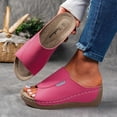 thumbnail image 3 of Orthopedic Wedge Sandals for Women Splice Leather Fashion Platform Slides Casual Solid Color Slip on Walking Shoes Hot Pink Size 6, 3 of 5