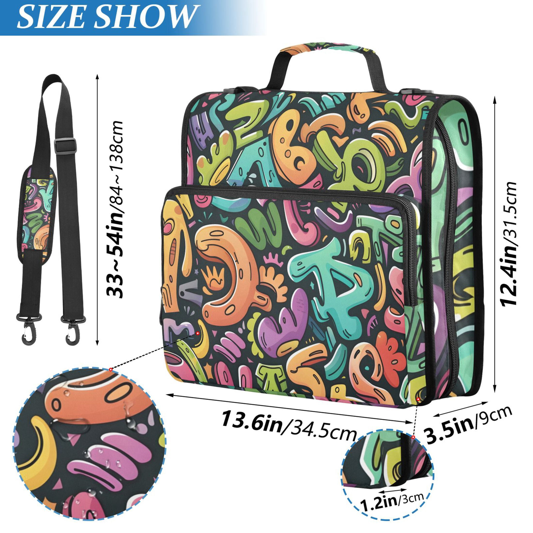 ALAZA Zipper Binder Funny Character 3 Ring Trapper Keeper File Folder Organizer Bag