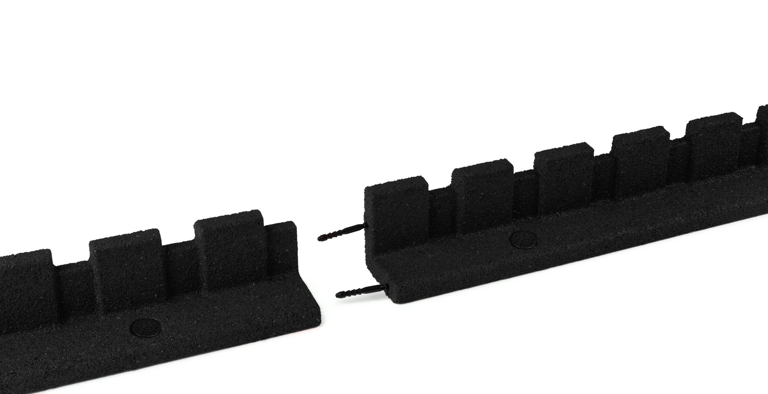 GroundSmart Castle Landscape Edging, 4' Black Rubber Garden Edging Border, 6 pack
