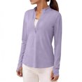 thumbnail image 7 of Women's Long Sleeve Quarter Zip Athletic Tops - Lightweight Moisture Wicking Workout Shirts, Slim Fit Running Gym Pullover with Thumbholes Light Purple XXL, 7 of 7