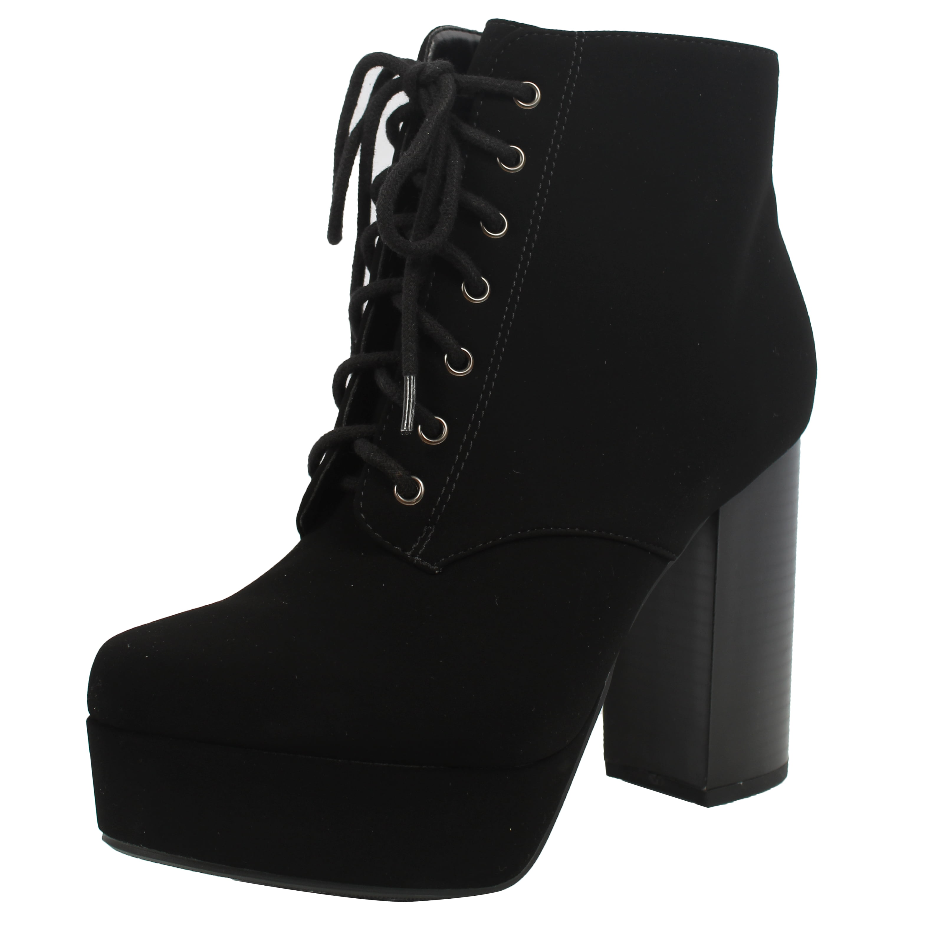 My Delicious Shoes - Delicious Women's Lace Up Platform Chunky Block ...